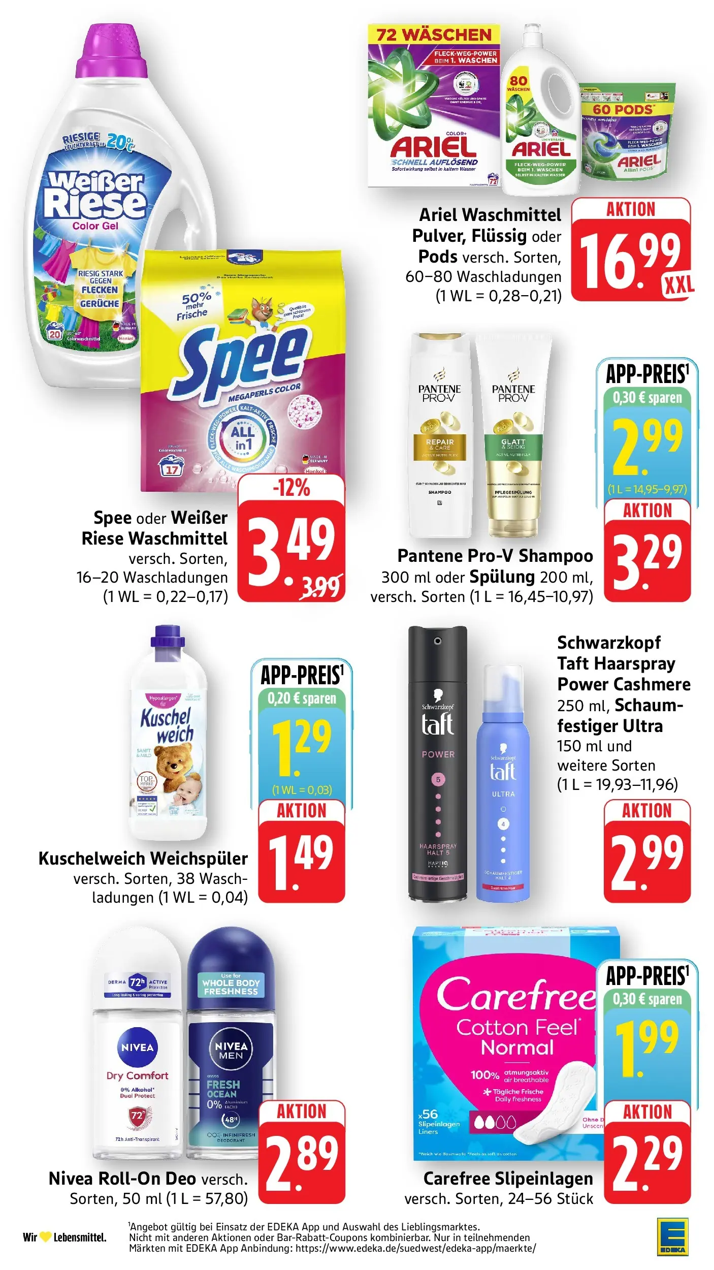 Edeka prospekt Überlingen (ab 14.06.2026) » Angebote Online | Seite: 38 | Produkte: Kuschelweich, Spülung, Deodorant, Spee