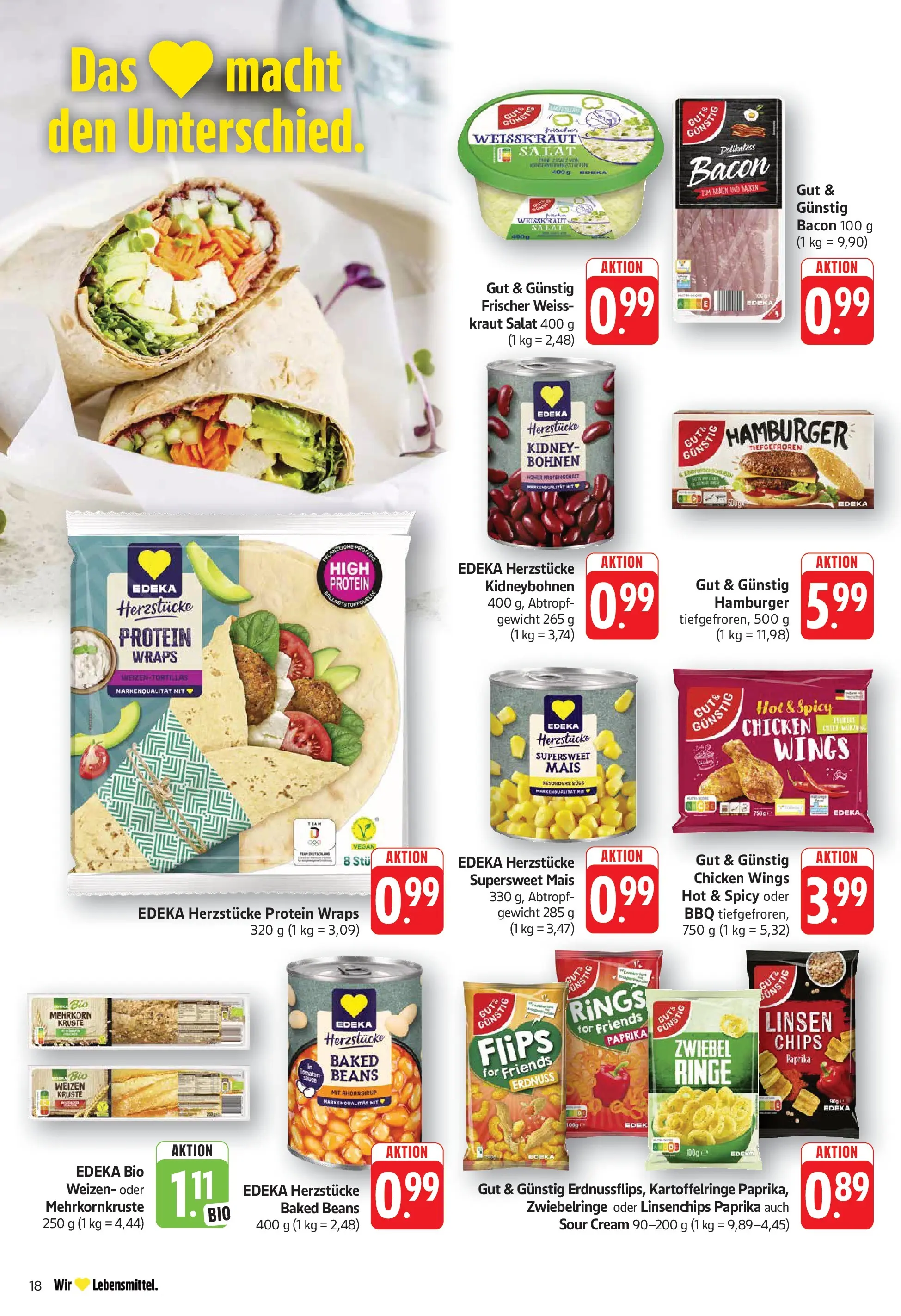 Edeka prospekt Geislingen (ab 14.06.2026) » Angebote Online | Seite: 18 | Produkte: Gewicht, Kraut, Chips, Salat