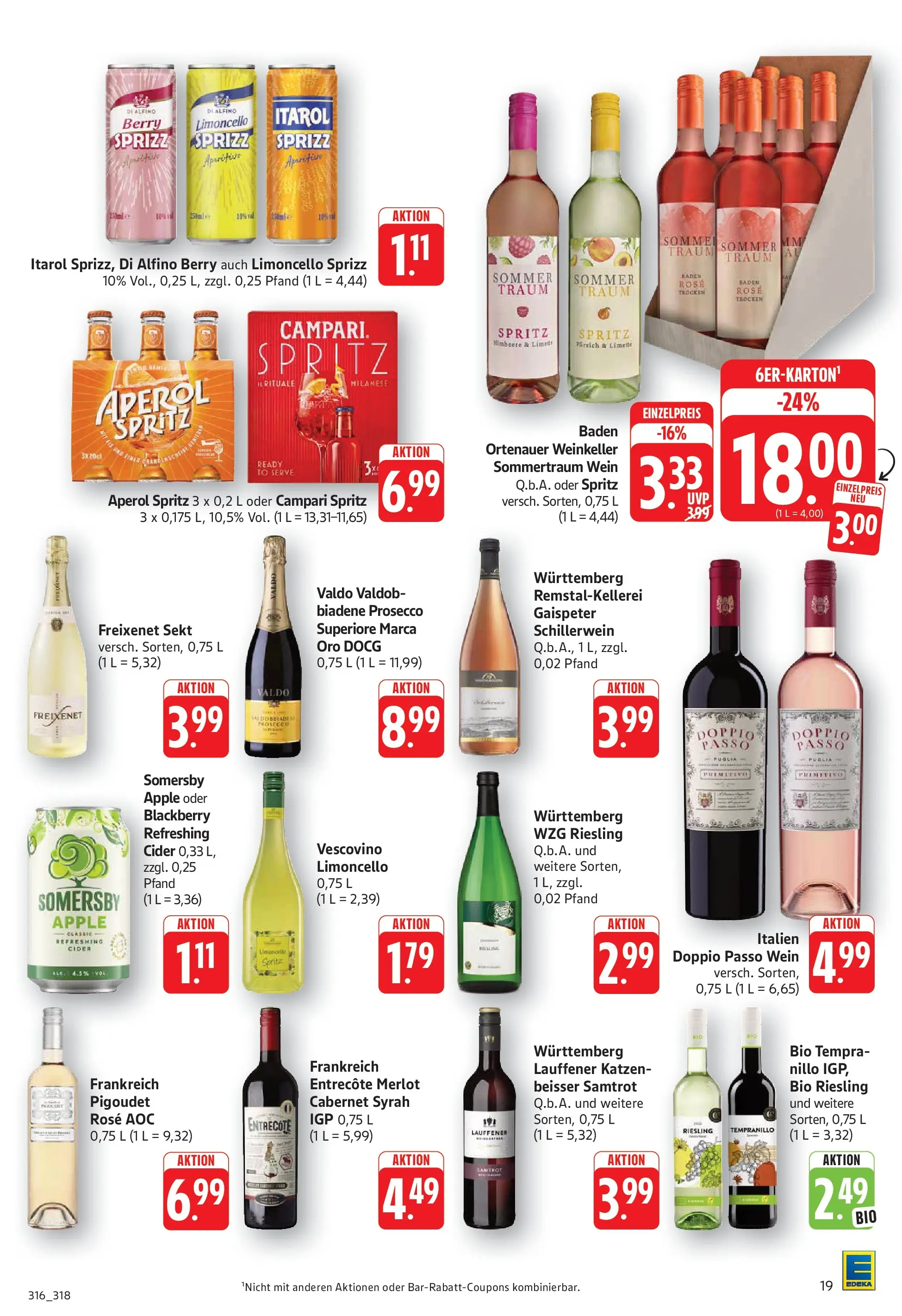 Edeka prospekt Geislingen (ab 14.06.2026) » Angebote Online | Seite: 19 | Produkte: Sekt, Entrecote, Prosecco, Limoncello