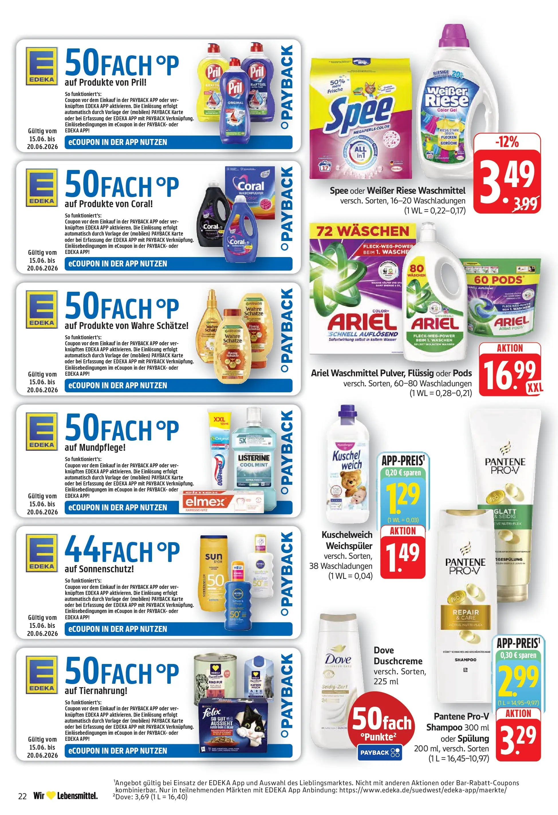 Edeka prospekt Geislingen (ab 14.06.2026) » Angebote Online | Seite: 22 | Produkte: Kuschelweich, Shampoo, Weichspüler, Duschcreme