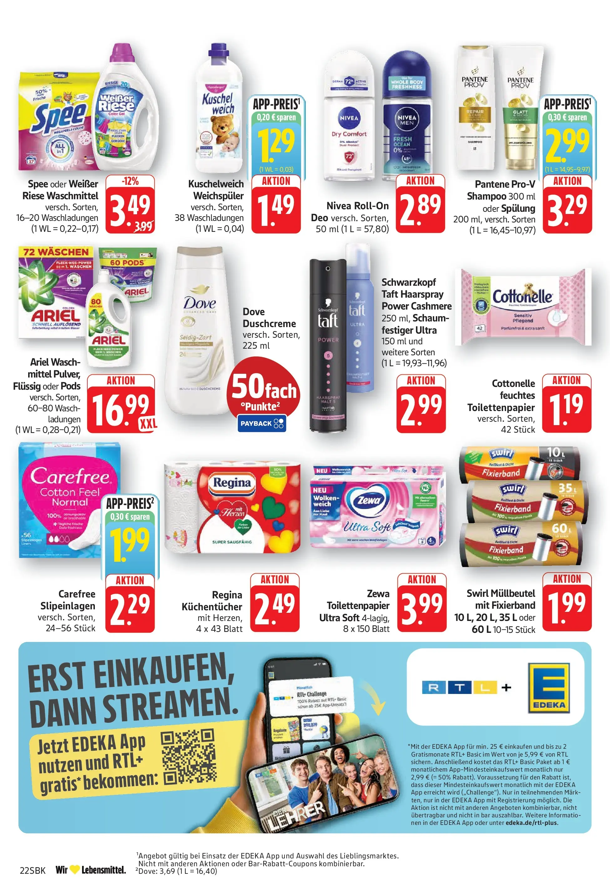 Edeka Prospekt Bad Bergzabern (ab 15.06.2026) » Angebote Online | Seite: 22 | Produkte: Ariel, Kuschelweich, Shampoo, Spülung