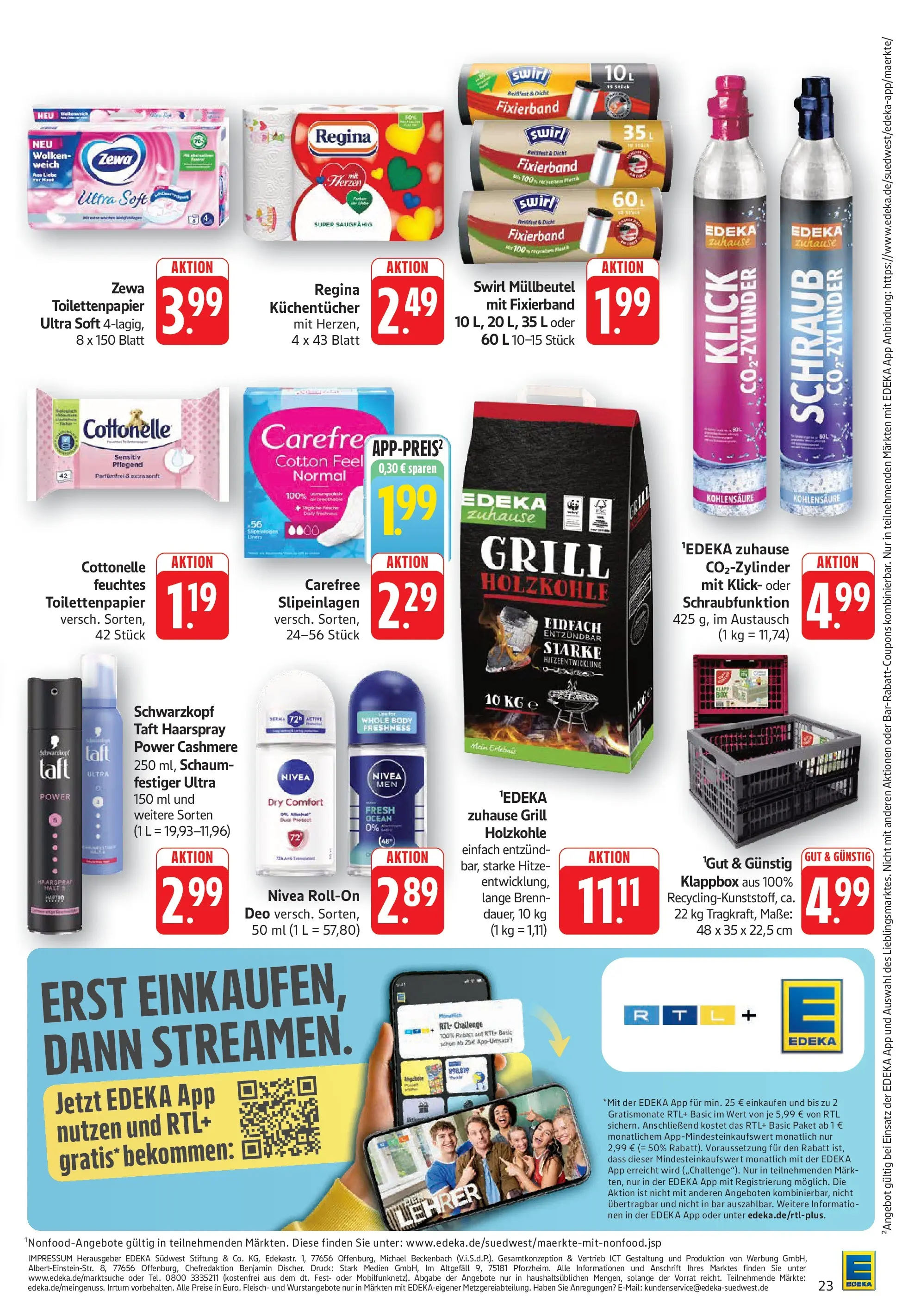 Edeka prospekt Geislingen (ab 14.06.2026) » Angebote Online | Seite: 23 | Produkte: Zewa, Haarspray, Fleisch, Feuchtes Toilettenpapier