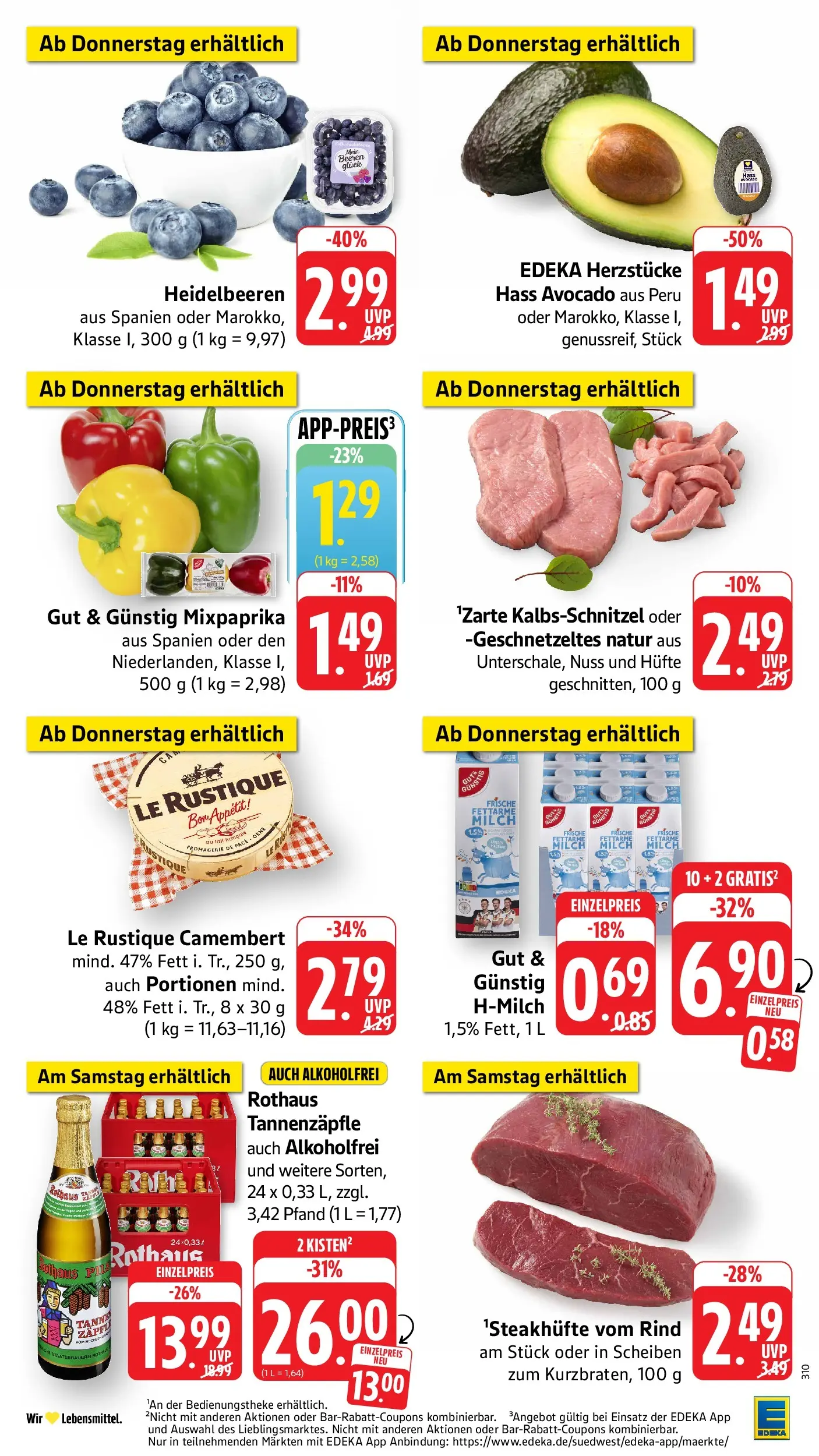 Edeka prospekt Überlingen (ab 14.06.2026) » Angebote Online | Seite: 43 | Produkte: Milch, Heidelbeeren, Avocado, Steak