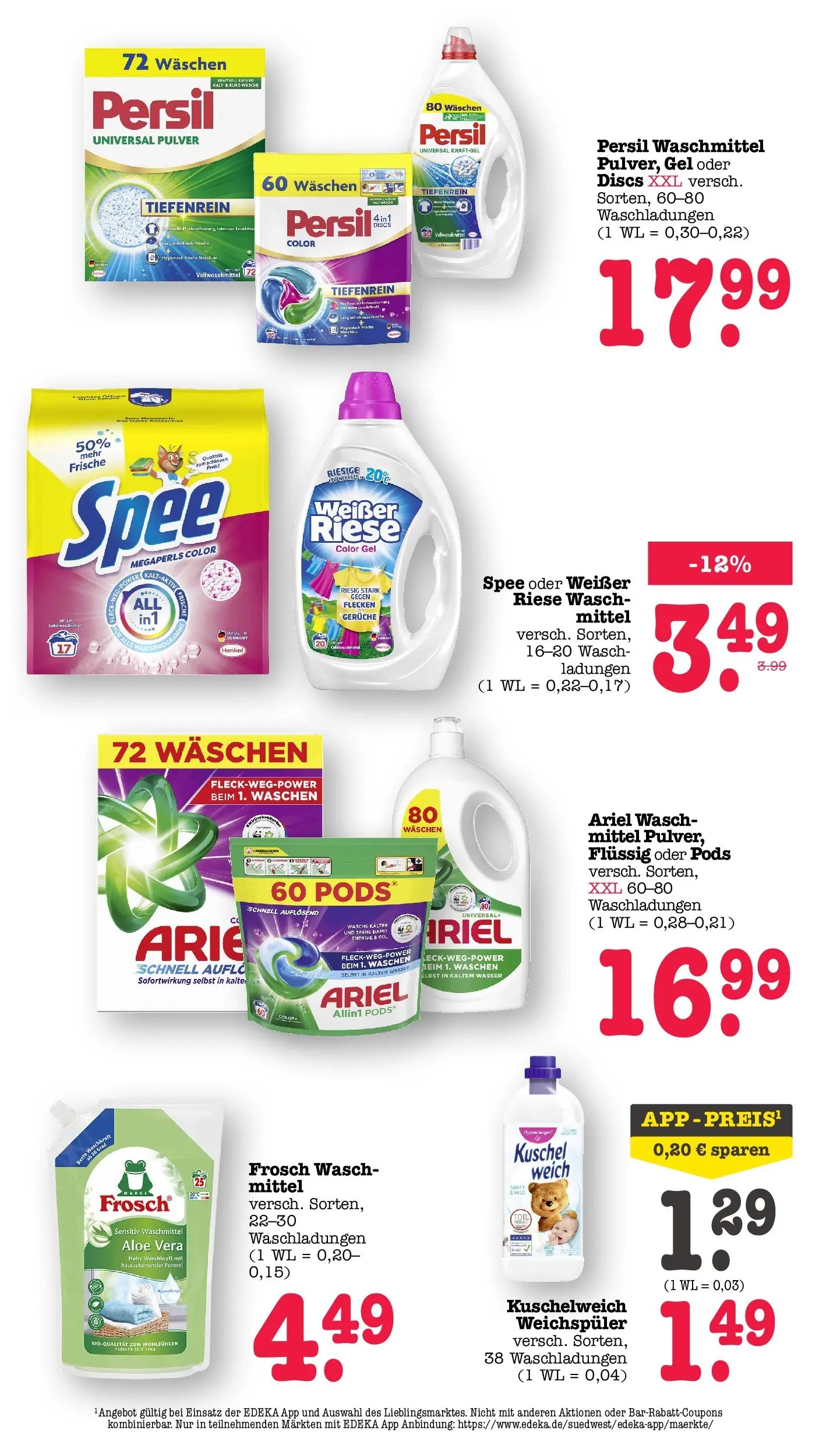 Edeka prospekt Offenbach (ab 14.06.2026) » Angebote Online | Seite: 56 | Produkte: Ariel, Kuschelweich, Spee, Weichspüler