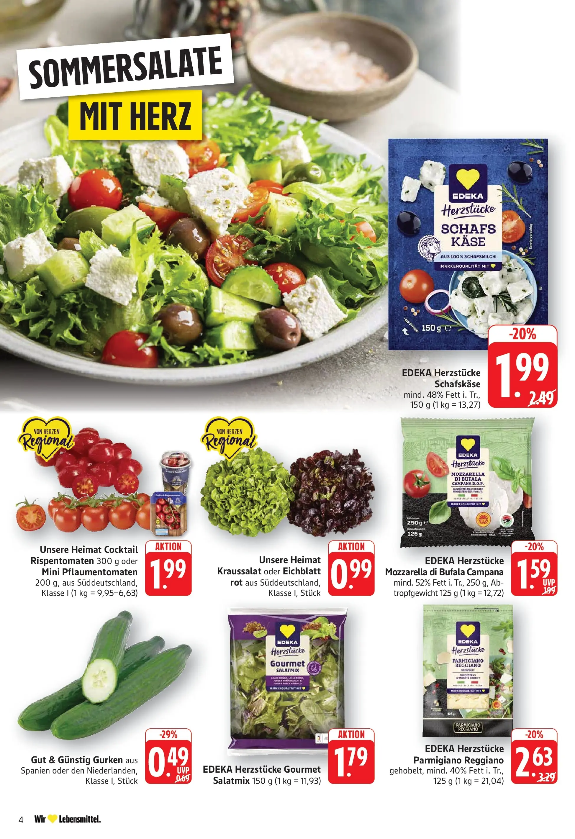Edeka prospekt Göppingen (ab 14.06.2026) » Angebote Online | Seite: 4 | Produkte: Käse, Tomaten, Gurken, Schafskase