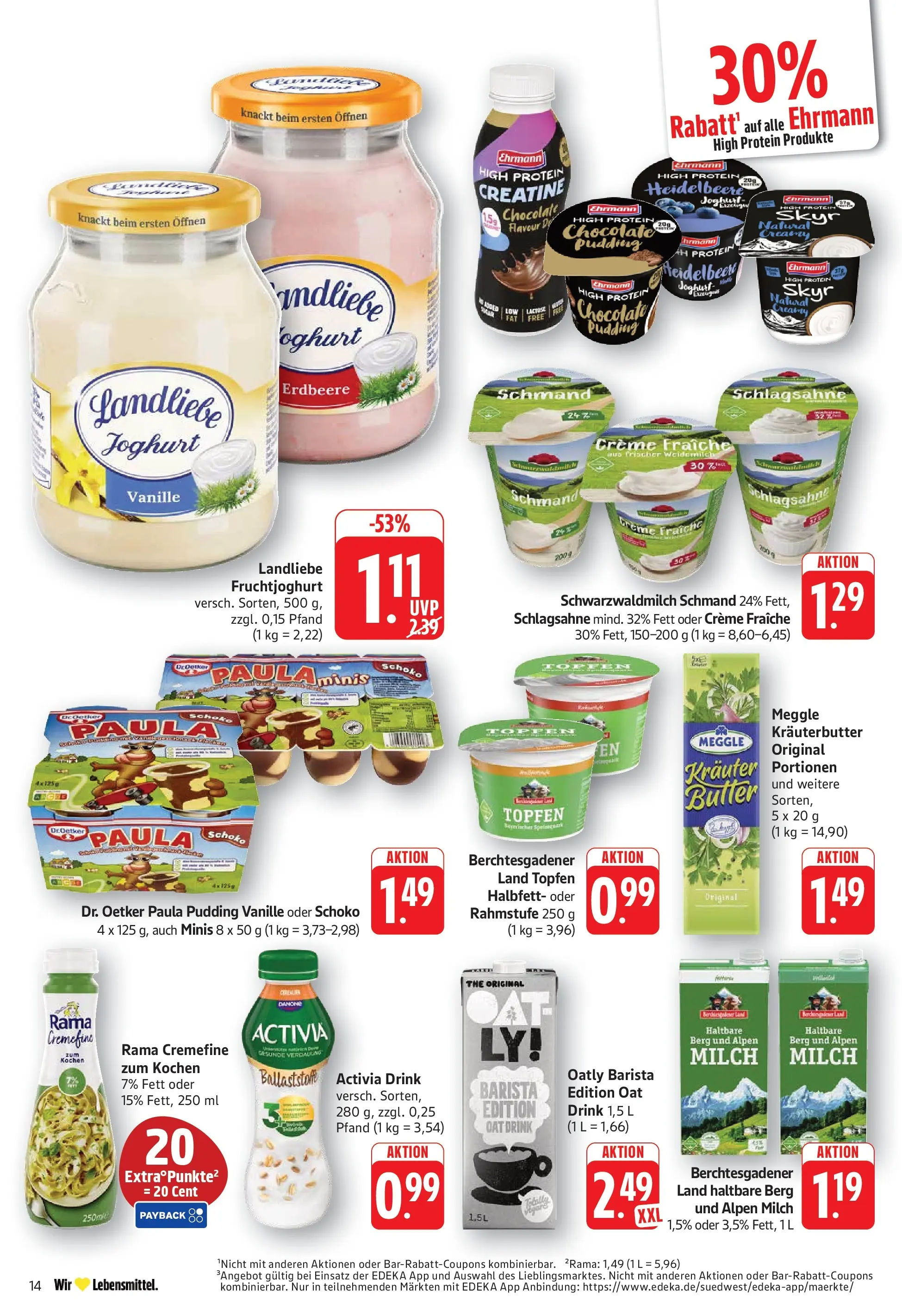 Edeka prospekt Göppingen (ab 14.06.2026) » Angebote Online | Seite: 14 | Produkte: Rama, Schlagsahne, Joghurt, Oatly
