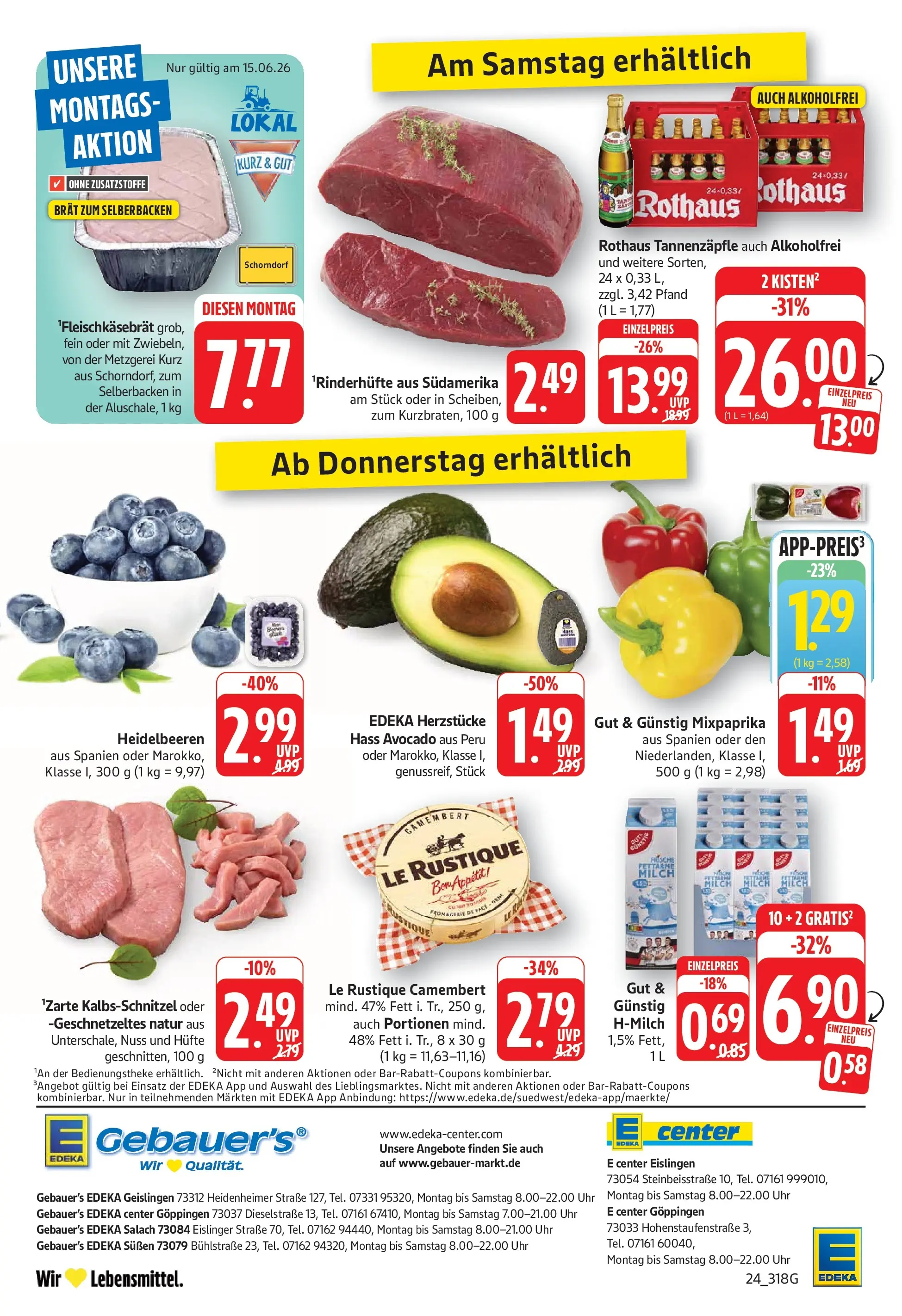 Edeka prospekt Göppingen (ab 14.06.2026) » Angebote Online | Seite: 24 | Produkte: Heidelbeeren, Avocado, Uhr