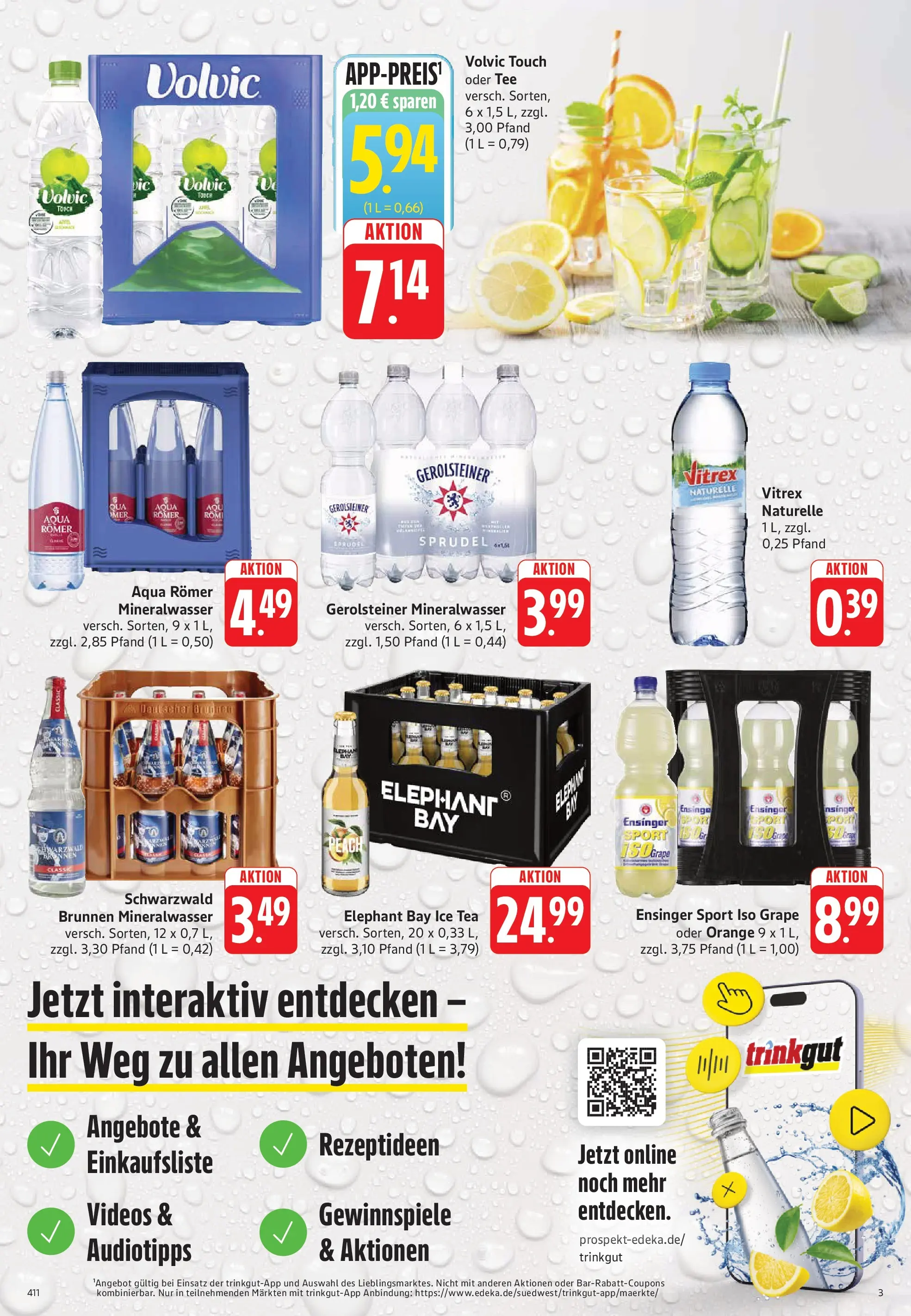 Trinkgut Prospekt Karlsbad - Langensteinbach (ab 14.06.2026) » Angebote online | Seite: 3 | Produkte: Volvic touch, Mineralwasser, Volvic, Gerolsteiner