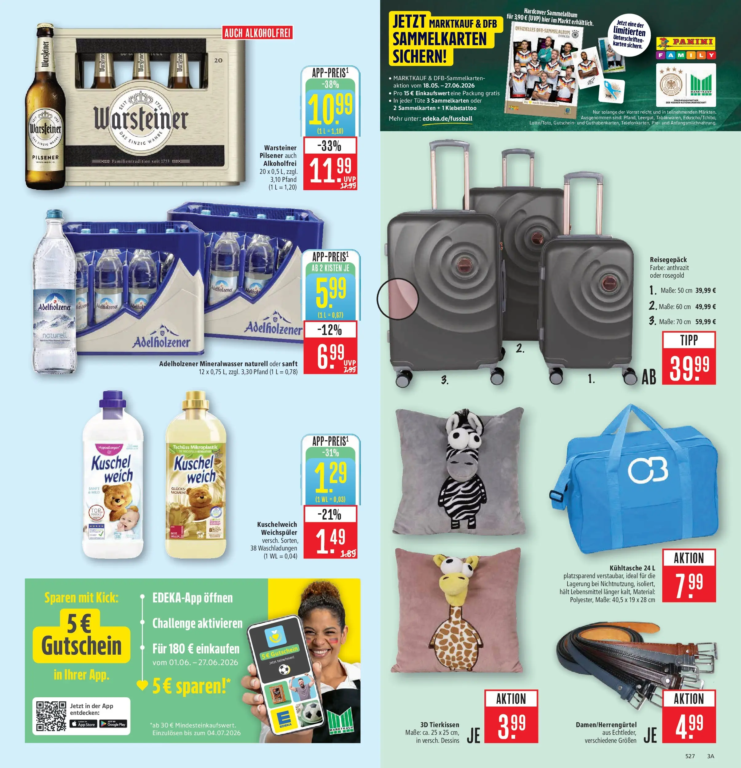 Marktkauf Prospekt Aschaffenburg (ab 15.06.2026) » Angebote online | Seite: 5 | Produkte: Adelholzener, Kuschelweich, Mineralwasser, Warsteiner