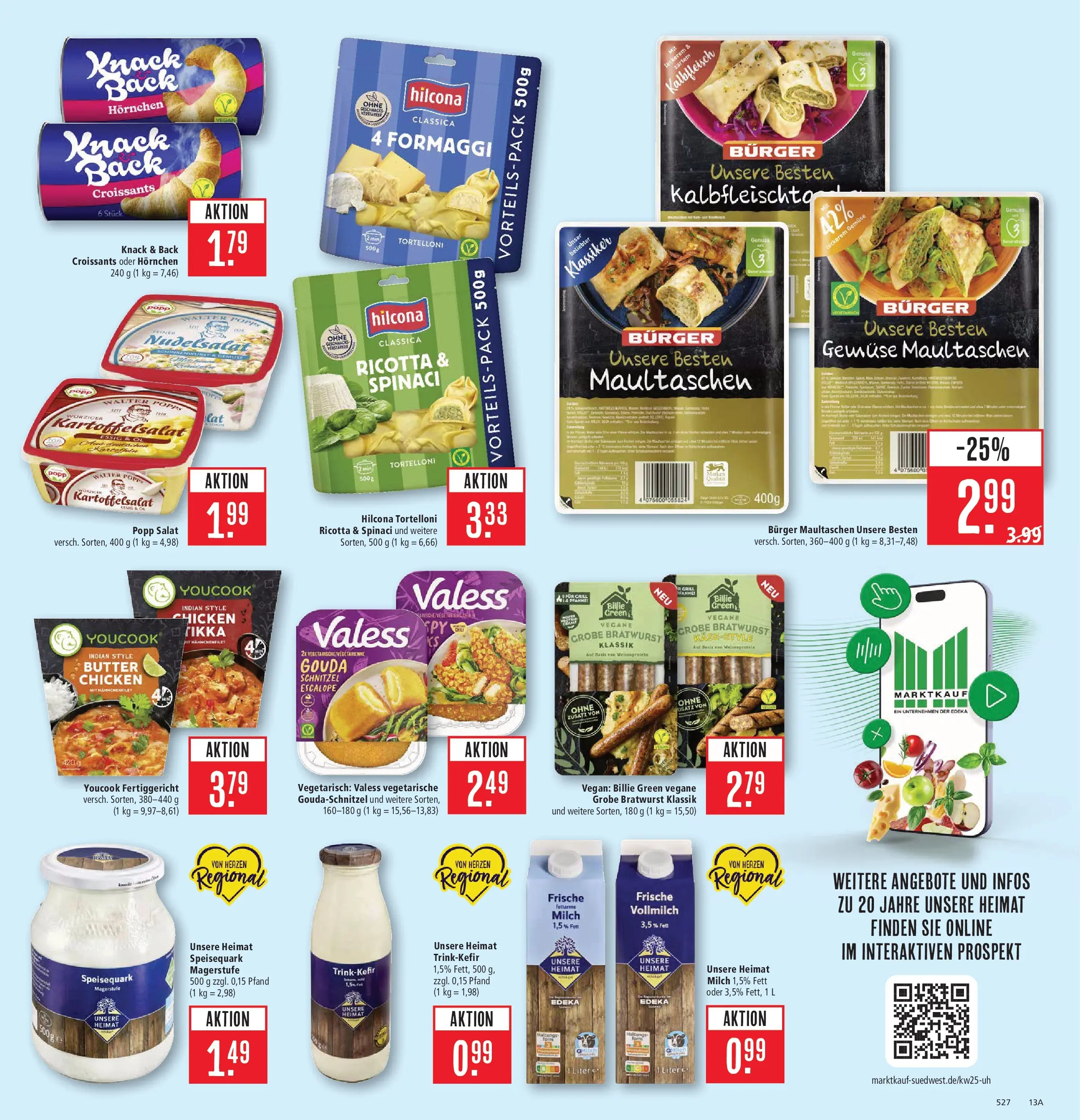 Marktkauf Prospekt Aschaffenburg (ab 15.06.2026) » Angebote online | Seite: 19 | Produkte: Milch, Bratwurst, Gemüse, Maultaschen