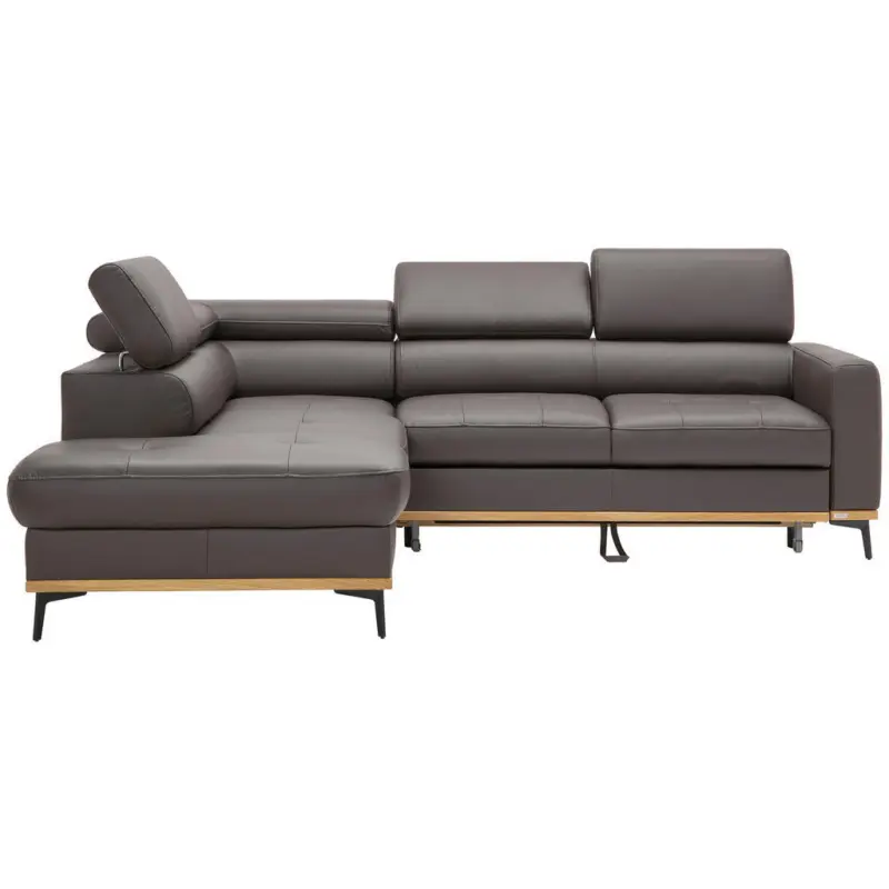 Ecksofa in Echtleder Dunkelbraun 220/252 cm