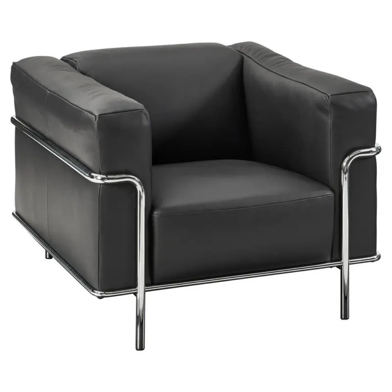 Sessel in Echtleder Schwarz