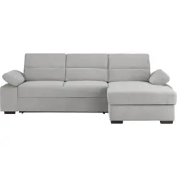 Ecksofa in Flachgewebe Hellgrau 258/166 cm