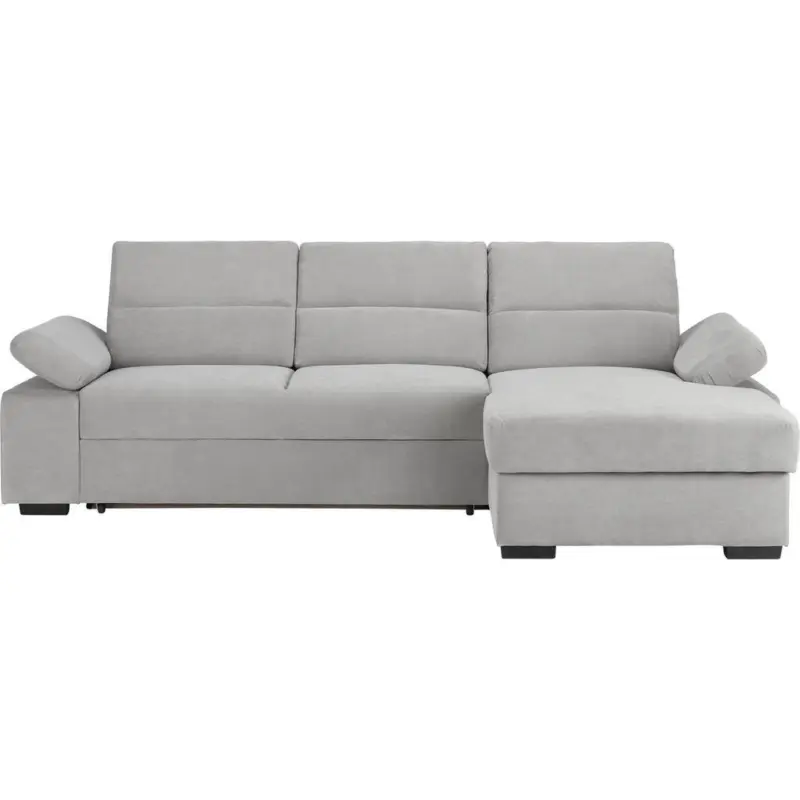 Ecksofa in Flachgewebe Hellgrau 258/166 cm