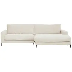 Ecksofa in Cord Wei&szlig; 272/190 cm