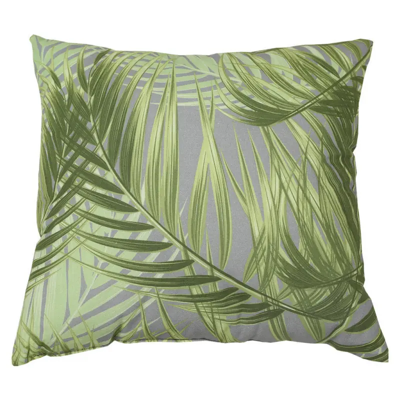 Outdoor-Kissen in Grau, Gr&uuml;n Bl&auml;tter 48/48 cm