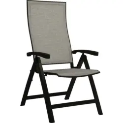 Gartenklappsessel in Metall, Textil Grau, Schwarz