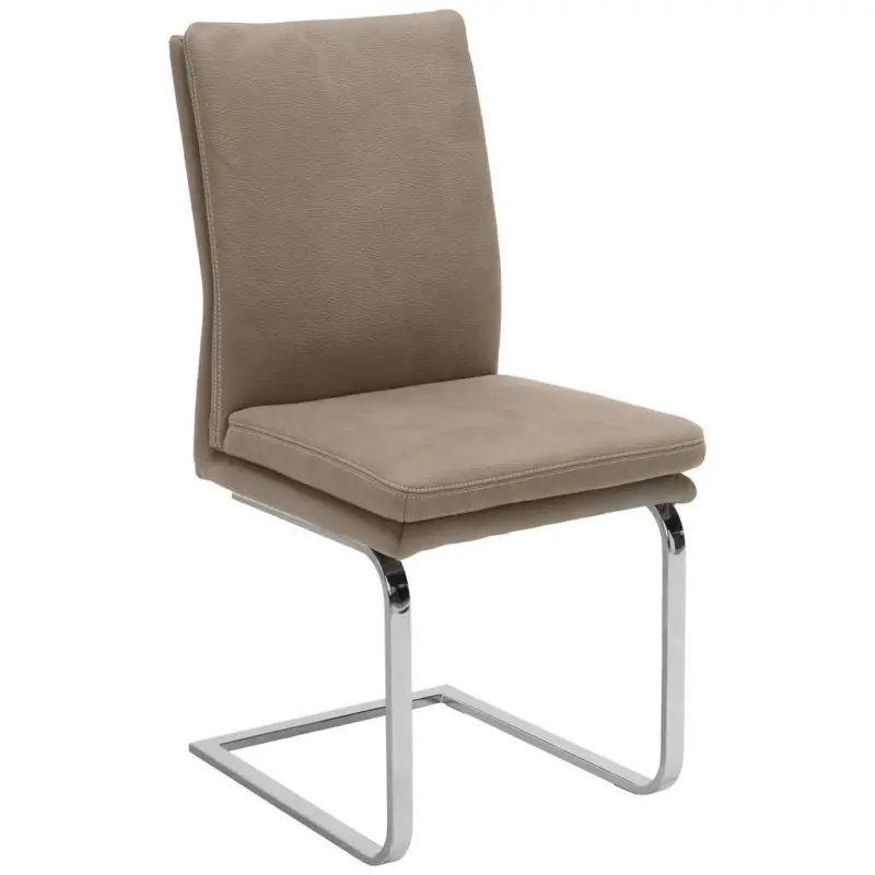 Schwingstuhl Lederauswahl, Stoffauswahl Mikrofaser Taupe, Chromfarben