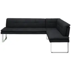 Eckbank 213/174 cm in Schwarz, Chromfarben