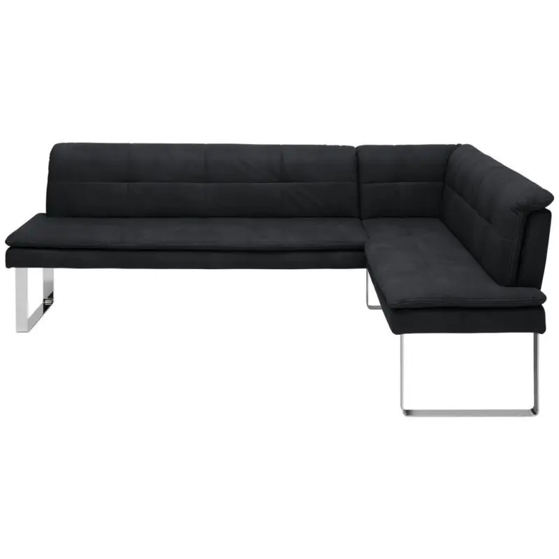 Eckbank 213/174 cm in Schwarz, Chromfarben