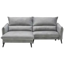 Ecksofa in Velours Grau 170/238 cm