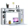 Laptoptisch 90/20/60 cm Wei&szlig; klappbar, Stauraum, Regal, Wandmontage