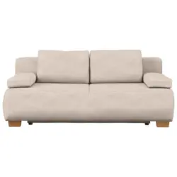 Boxspringsofa in Flachgewebe Sandfarben Skandinavisch