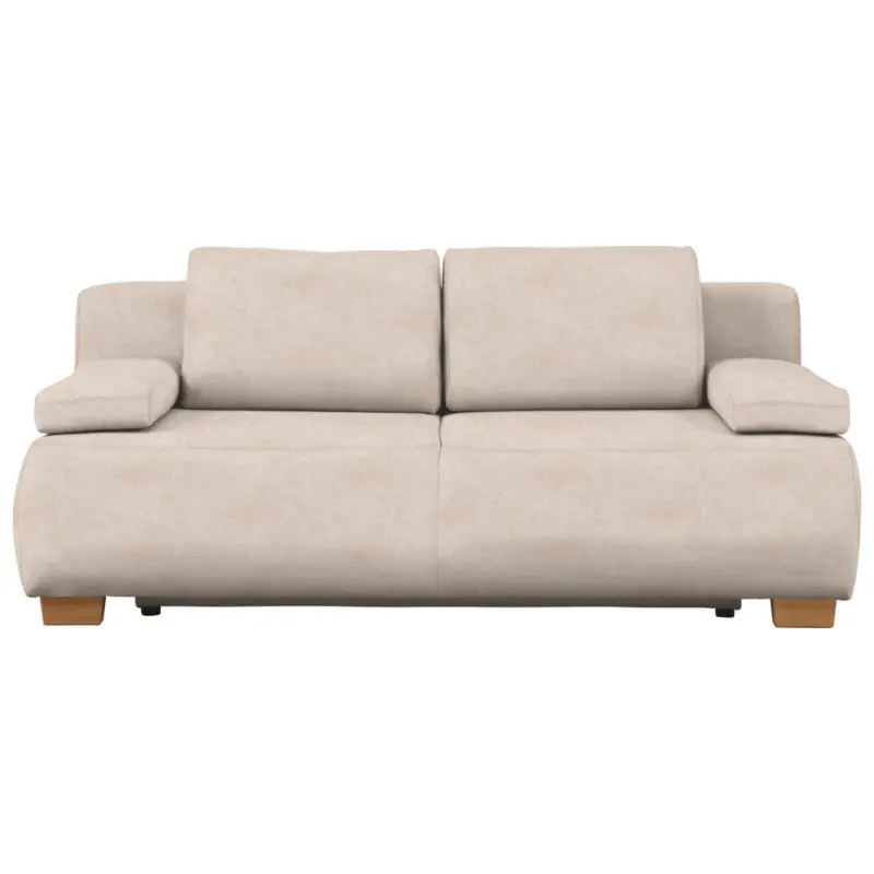 Boxspringsofa in Flachgewebe Sandfarben Skandinavisch