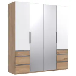 Dreht&uuml;renschrank in Silberfarben, Wei&szlig;, Eichefarben