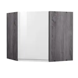 Eckoberschrank 60/57/60 cm in Grau, Wei&szlig; Hochglanz