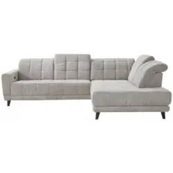 Ecksofa in Webstoff Grau 302/216 cm