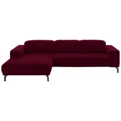 Ecksofa in Velours Beere 195/293 cm