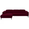 Ecksofa 195/293 cm in Velours Beere R&uuml;cken echt, Kopfteilverstellung 195/293 cm