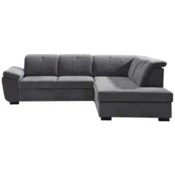 Ecksofa in Webstoff Grau 280/202 cm