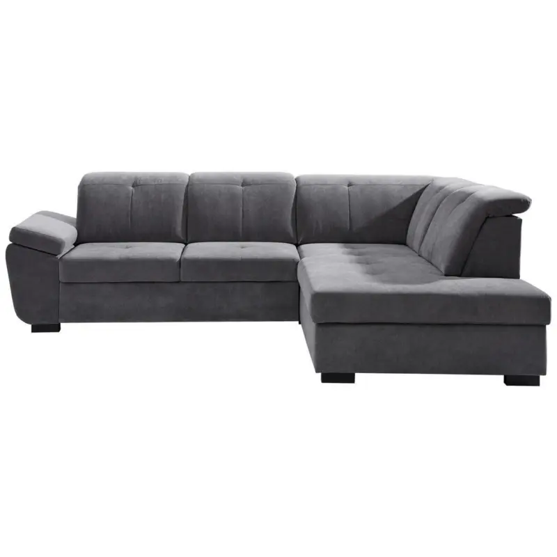 Ecksofa in Webstoff Grau 280/202 cm