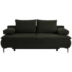Boxspringsofa in Flachgewebe Dunkelgr&uuml;n Modern