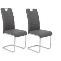 Schwingstuhl-Set 2 St&uuml;ck mit Griff Lederlook Grau