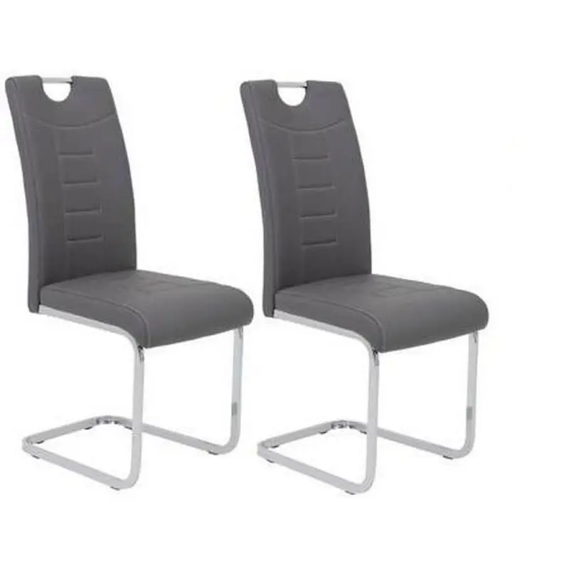 Schwingstuhl-Set 2 St&uuml;ck mit Griff Lederlook Grau