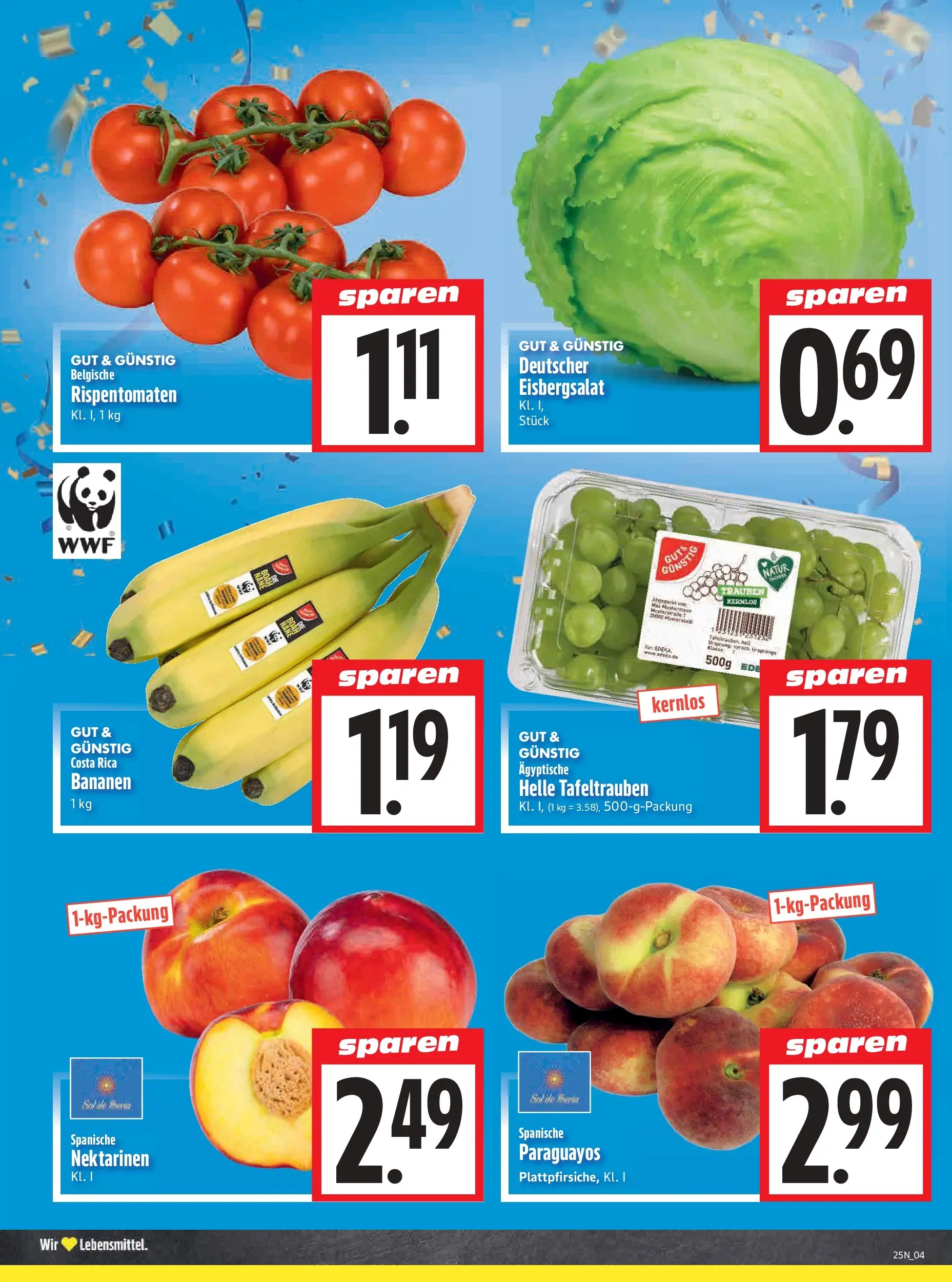 Angebote - Edeka Hahner: Wochenangebote (ab 14.06.2026) zum Blättern | Seite: 6 | Produkte: Nektarinen, Trauben, Bananen, Eisbergsalat