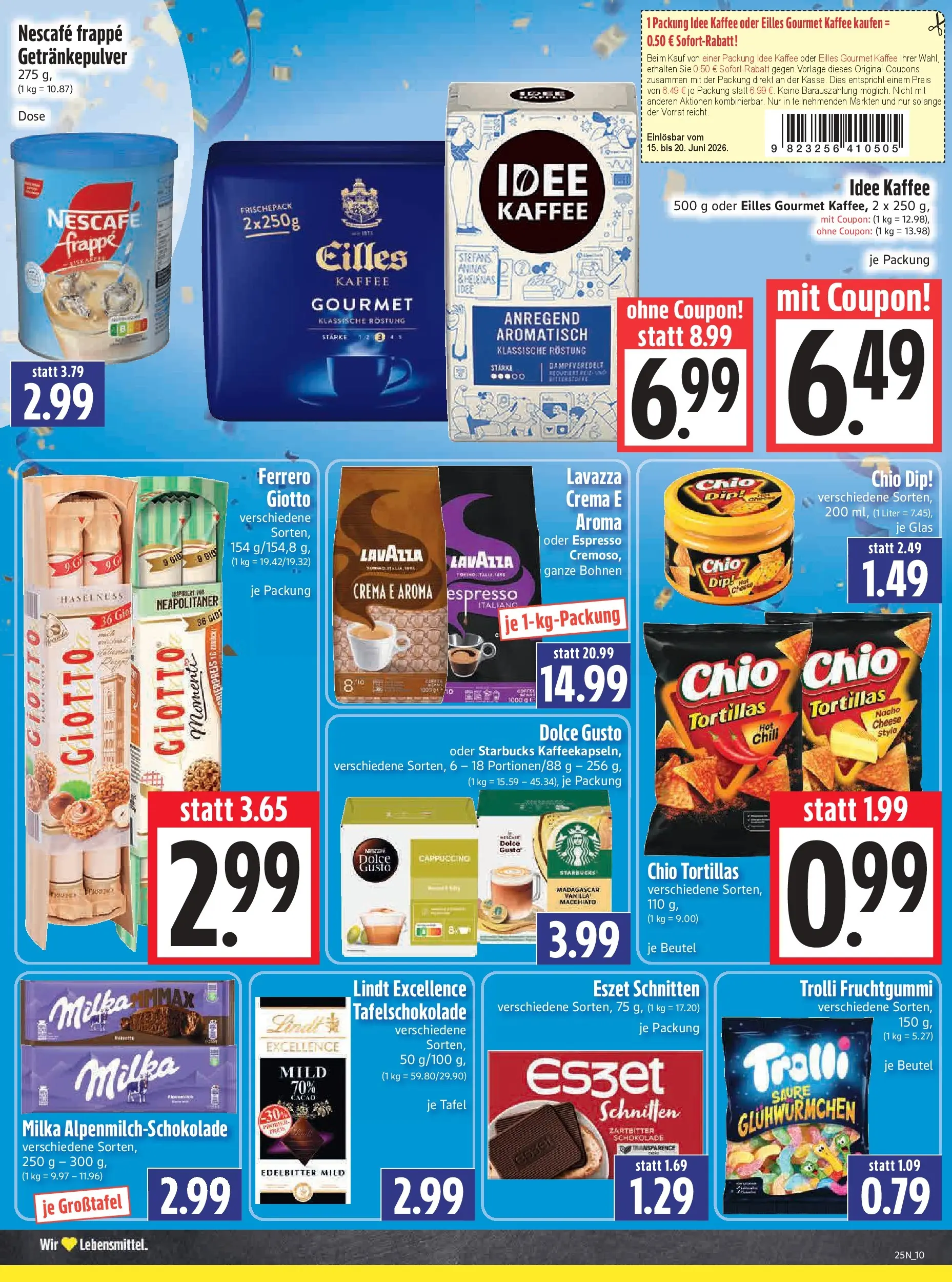 Angebote - Edeka Hahner: Wochenangebote (ab 14.06.2026) zum Blättern | Seite: 12 | Produkte: Lavazza, Milka, Chio tortillas, Lindt
