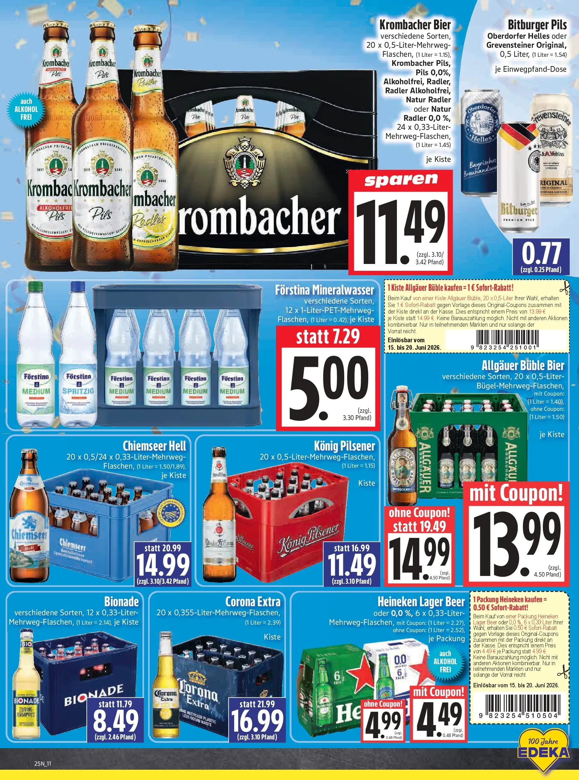 Angebote - Edeka Hahner: Wochenangebote (ab 14.06.2026) zum Blättern | Seite: 13 | Produkte: Konig pilsener, Pils, Zitrone, Krombacher