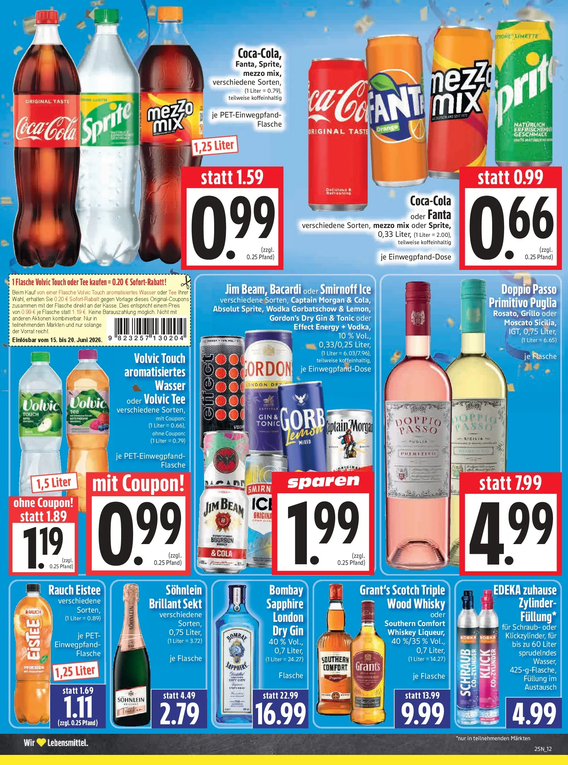 Angebote - Edeka Hahner: Wochenangebote (ab 14.06.2026) zum Blättern | Seite: 14 | Produkte: Jim beam, Volvic tee, Wodka gorbatschow, Volvic