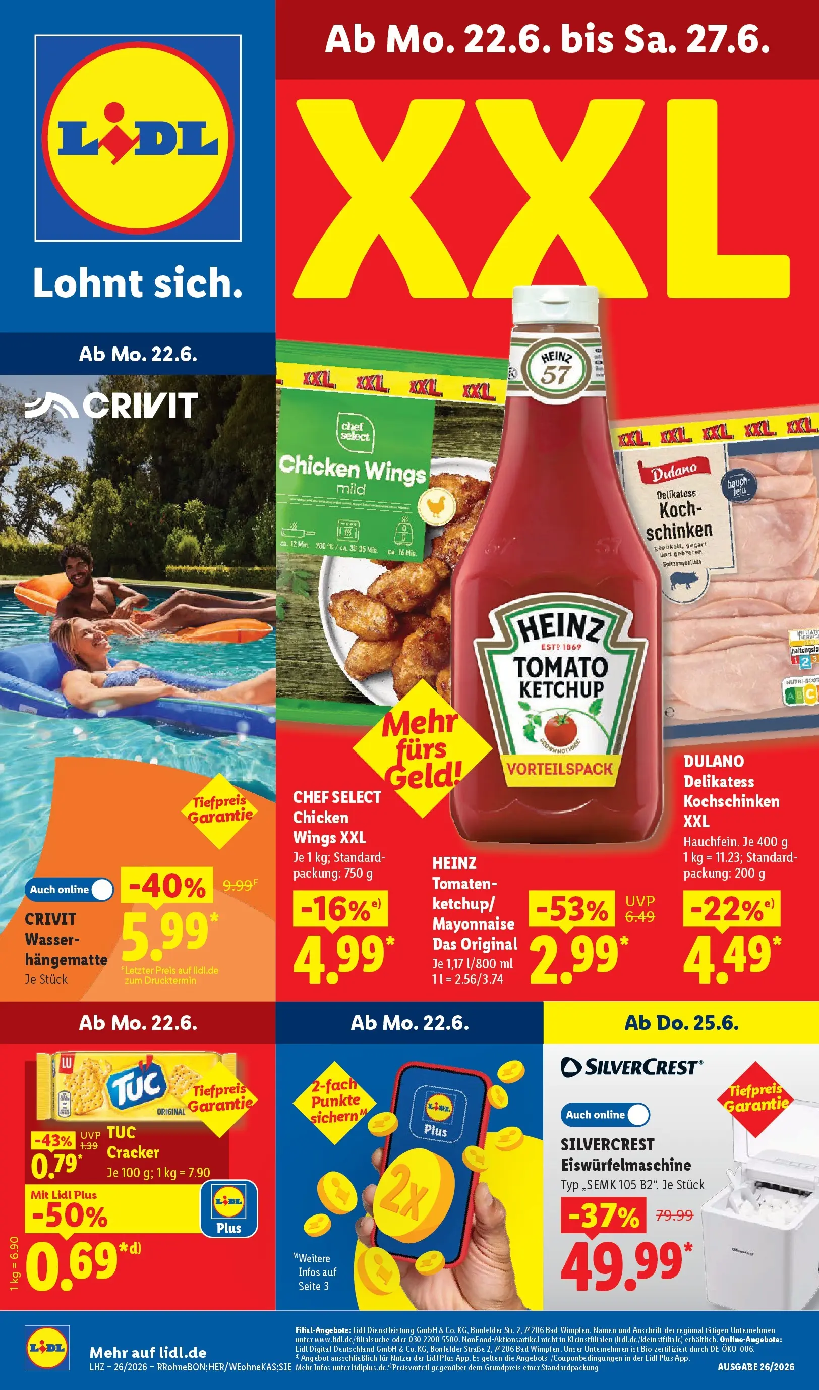 Lidl Prospekt Künzell (ab 21.06.2026) » Angebote online | Seite: 1 | Produkte: Bad, Mayonnaise, Schinken, Ketchup Lidl Prospekt Künzell (ab 21.06.2026) zum Blättern » Angebote | Seite: 1 | Produkte: Bad, Mayonnaise, Schinken, Ketchup