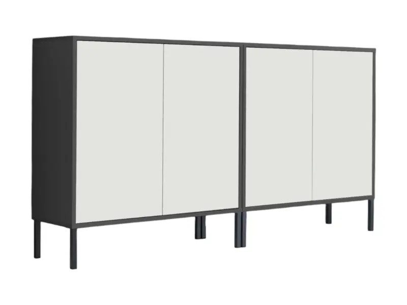 Sideboard Mailand Set 2 Anthrazit/Wei&szlig;