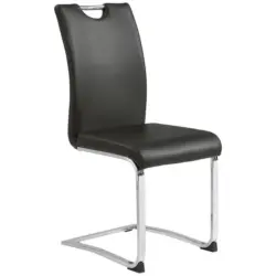 Schwingstuhl Lederlook Schwarz, Chromfarben