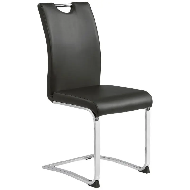 Schwingstuhl Lederlook Schwarz, Chromfarben