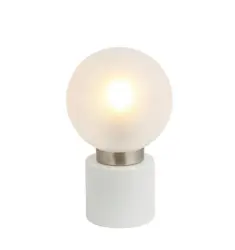 Tischleuchte Marka in Wei&szlig;/Nickelfarben max. 25 W