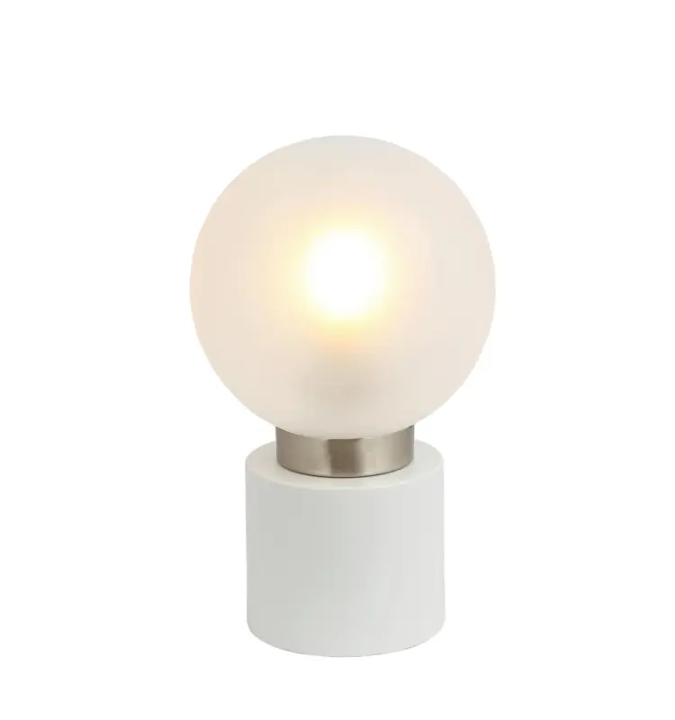 Tischleuchte Marka in Wei&szlig;/Nickelfarben max. 25 W