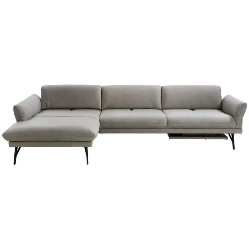 Ecksofa Posh in Echtleder Grau 173/308 cm