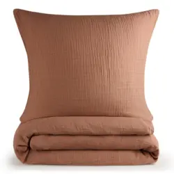 Bettw&auml;sche Musselin, 100% Baumwolle, 135/200 cm & 80/80 cm, Kupferfarben